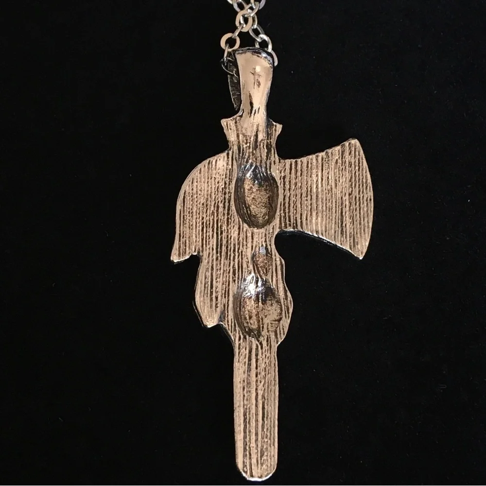 Silver and Turquoise Indian Native Tomahawk Axe Necklace